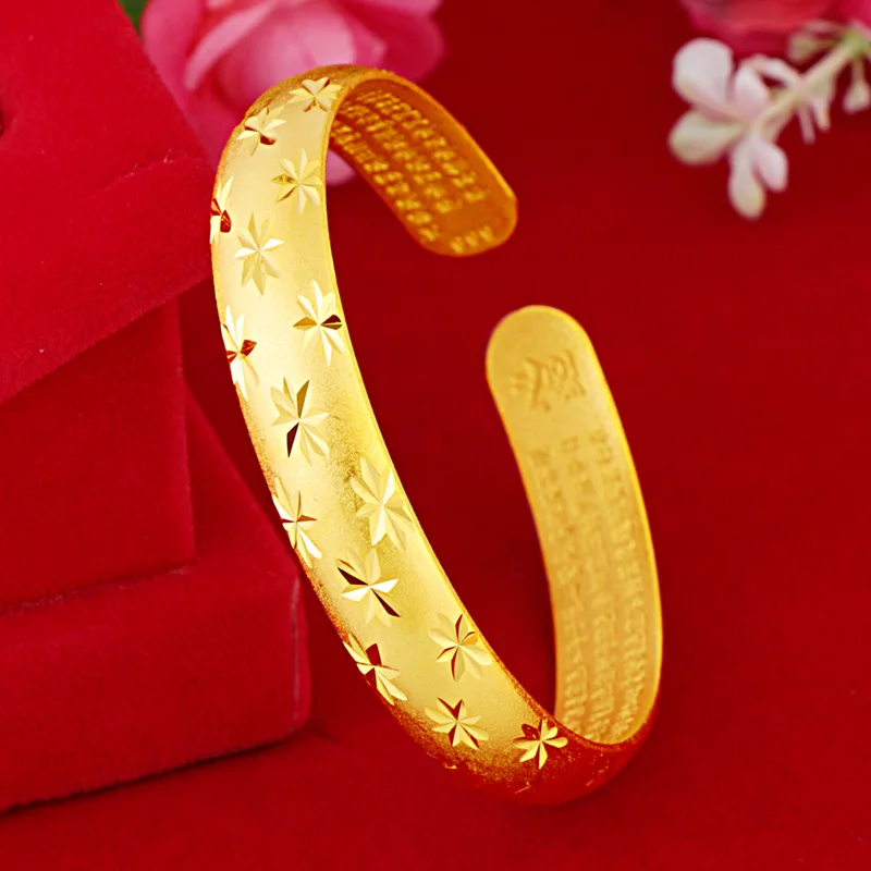 

Pure Gold Version with The Same Ancient Heart Sutra All Over The Sky Bracelet Female Matte Bracelet Gold Inheritance Bracel