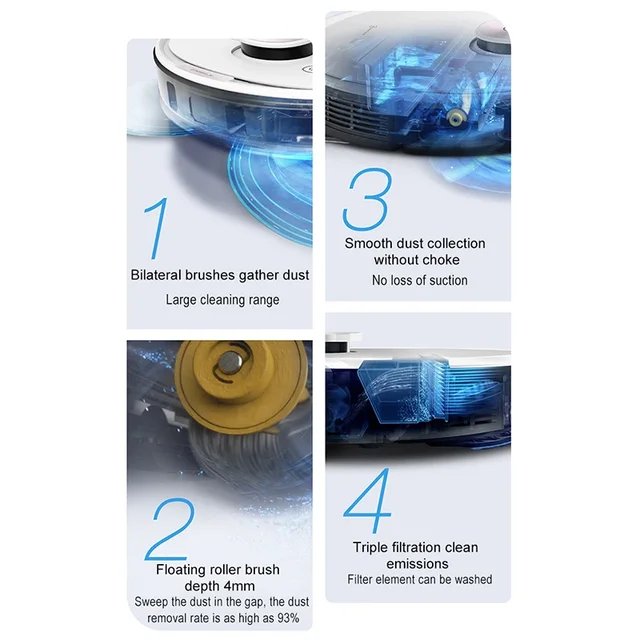 Laser radar Robot Vacuum Cleaner Floor Cleaning Sweeping dry Mop Amazon Alexa And Google smart robot Vacuum cleaners 3