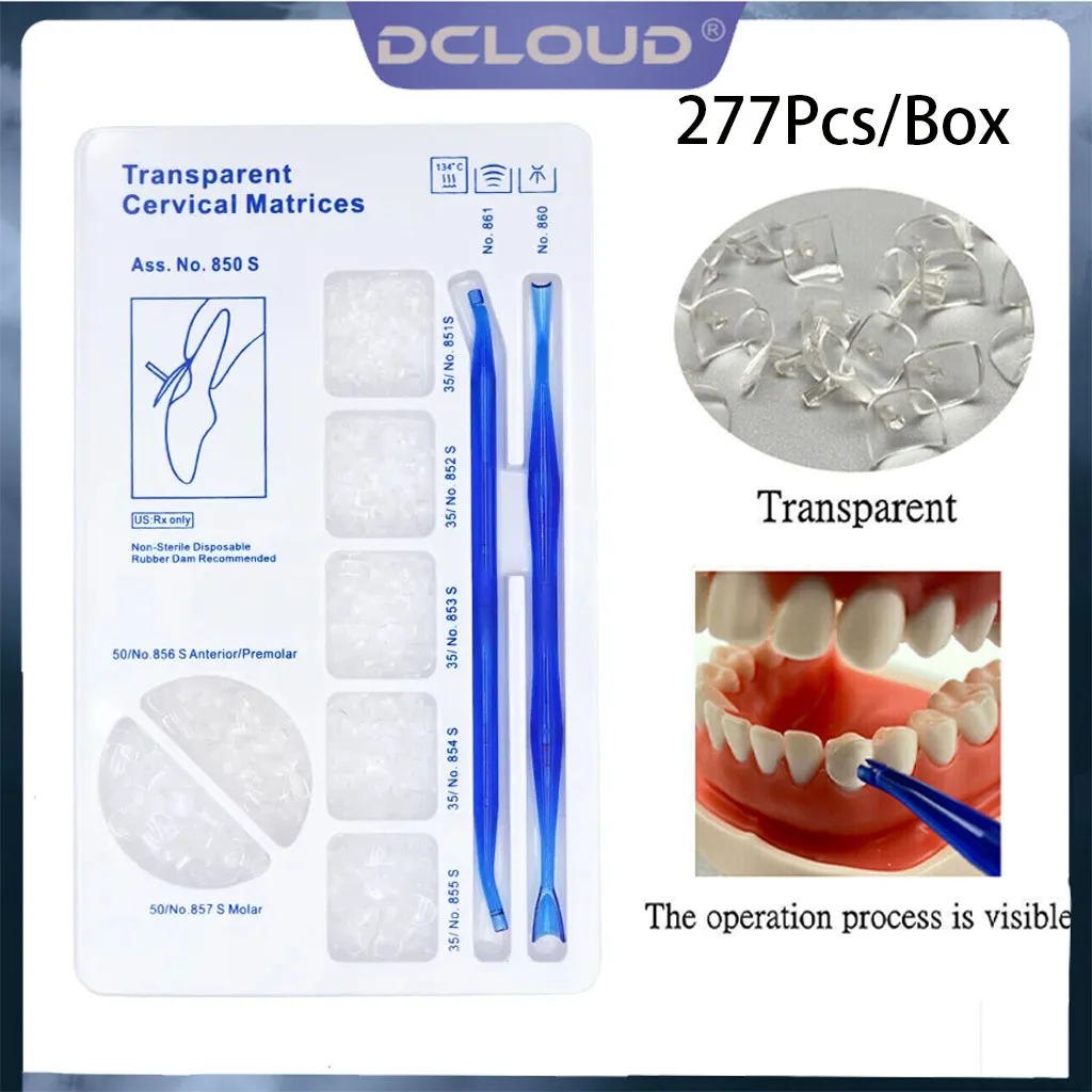 

DCLOUD 277pcs/Set Dental Transparent Matrix Cervical Matrices Dentist Composite Filling Materials Gingival 850S Tooth Oral Tools