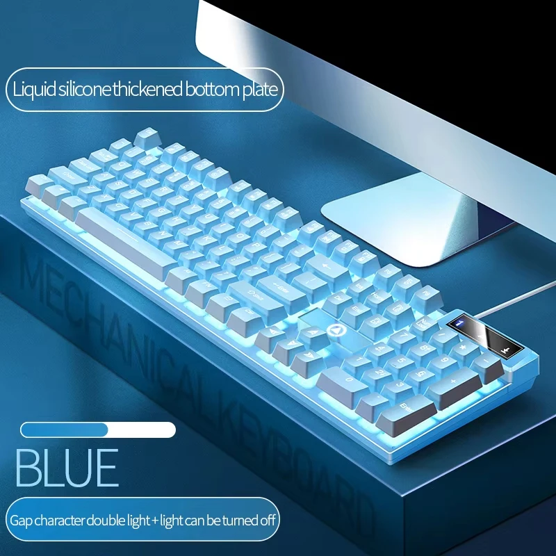 RGB Backlit Waterproof Wired Gaming Keyboard with Mechanical Feel