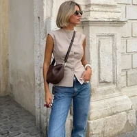 HXAO Women's Sleeveless Vest Top Plaid Woman Top Fashion 2024 Ladies Waistcoat Tanks Camis Outerwears Sleeveless Jacket Coat - Image 6