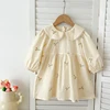 Sisters Clothes Infant Baby Girls Lace Collar Dress Rompers Kids Girls Embroider Flower Princess Dress Family Clothes Rompers 4