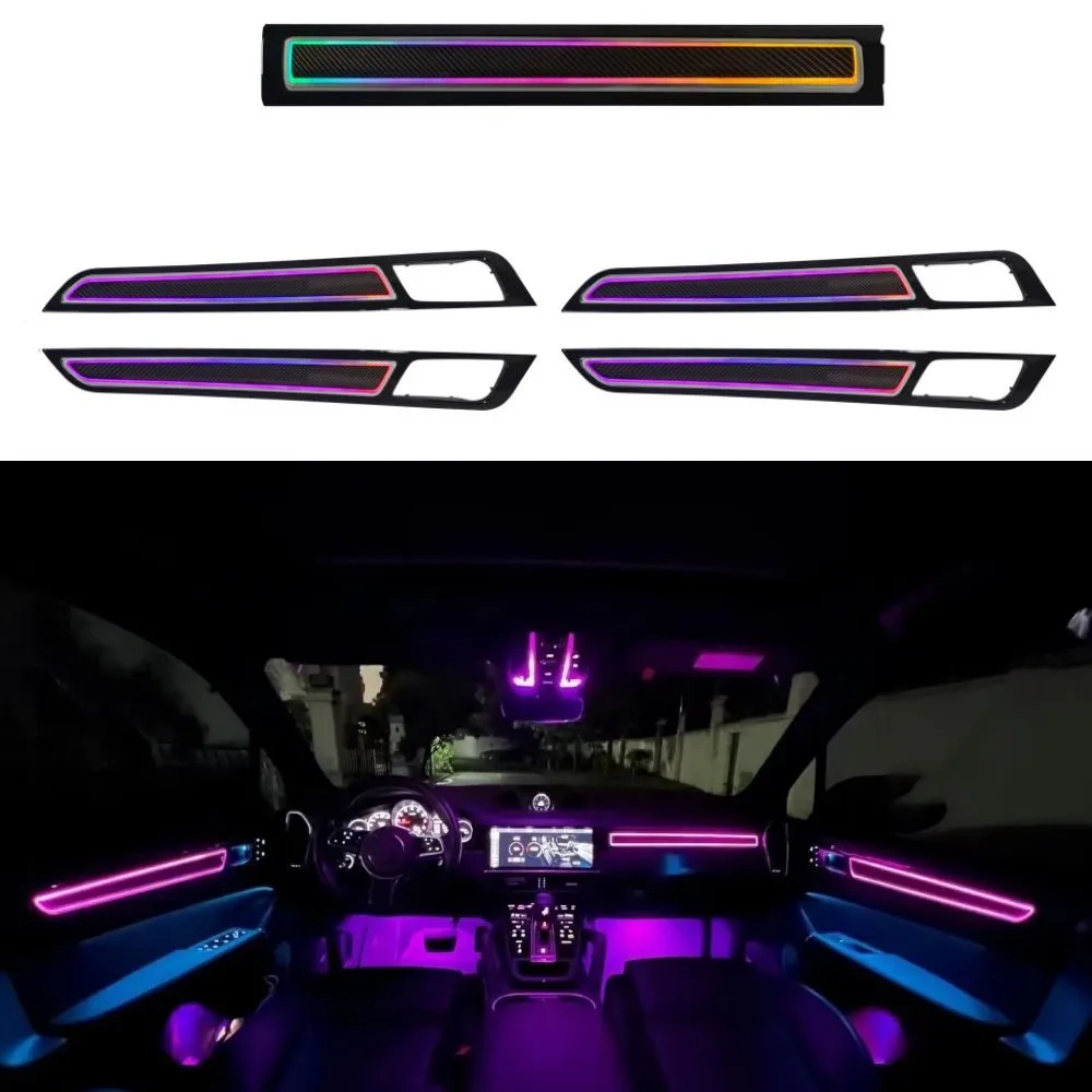 

Car LED 64 Color Atmosphere Light Automotive Interior Light Strip For Porsche Cayenne Door Panel Light Guide Strip APP Control