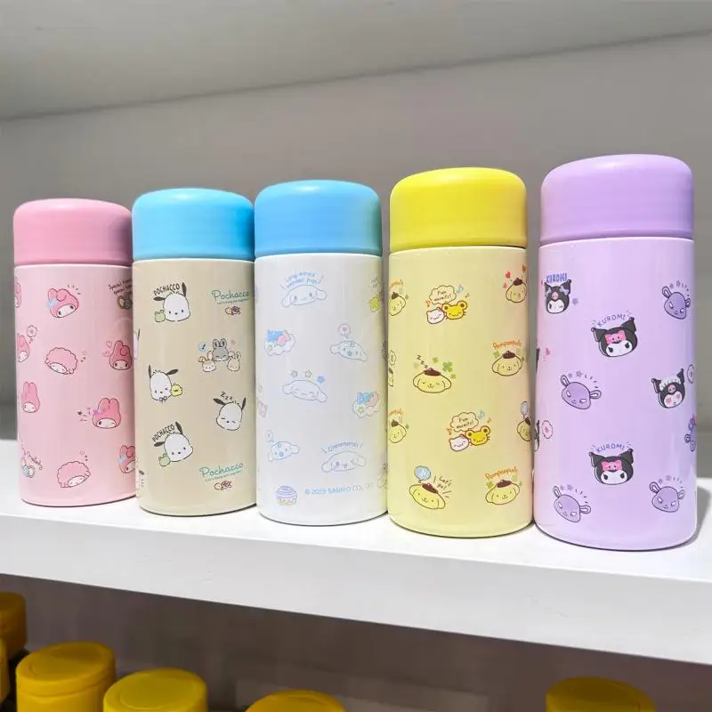 

150 мл Sanrio персонажи Kuromi Melody Cinnamoroll помпон пурин карманная Изолированная чашка Милая портативная стакан для воды из нержавеющей стали