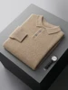 High-end 100% Goat Cashmere Sweater Men's POLO Collar Pullovers Autumn Winter New Long Sleeve Shirt Fashion Knitted Men's Jacket 1
