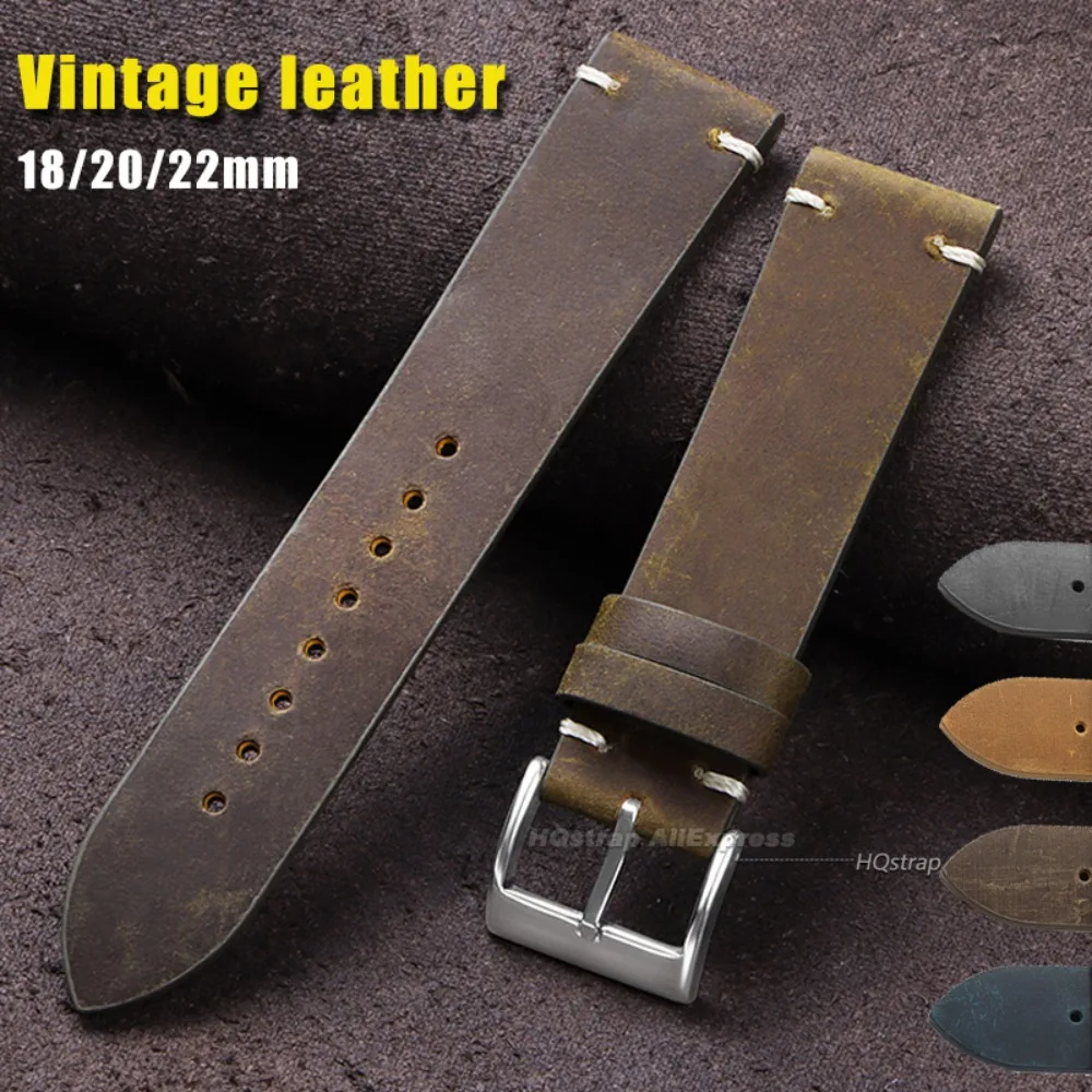Premium Oil Wax Leather Watch Band - Classic Strap