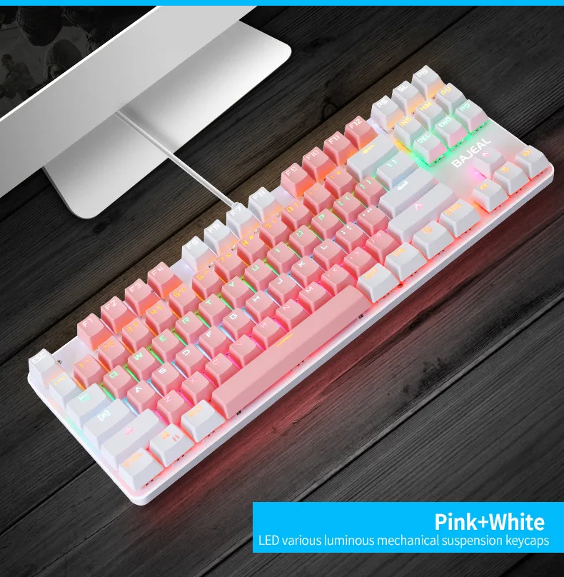 87 Key Gaming Mechanical Keyboard Doubleshot Keycaps Blue Axis Office Business Mechanical Keyboard for Notebook Tablet Computer white computer keyboard