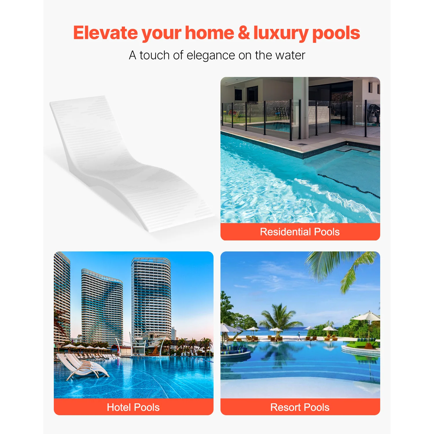 PE Pool Chaise Lounge Chair Floating Water Chair