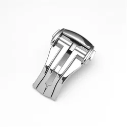 Premium Polished Stainless Steel Watch Clasp - Versatile Deployment Buckle for Watchband Accessories (Silver)