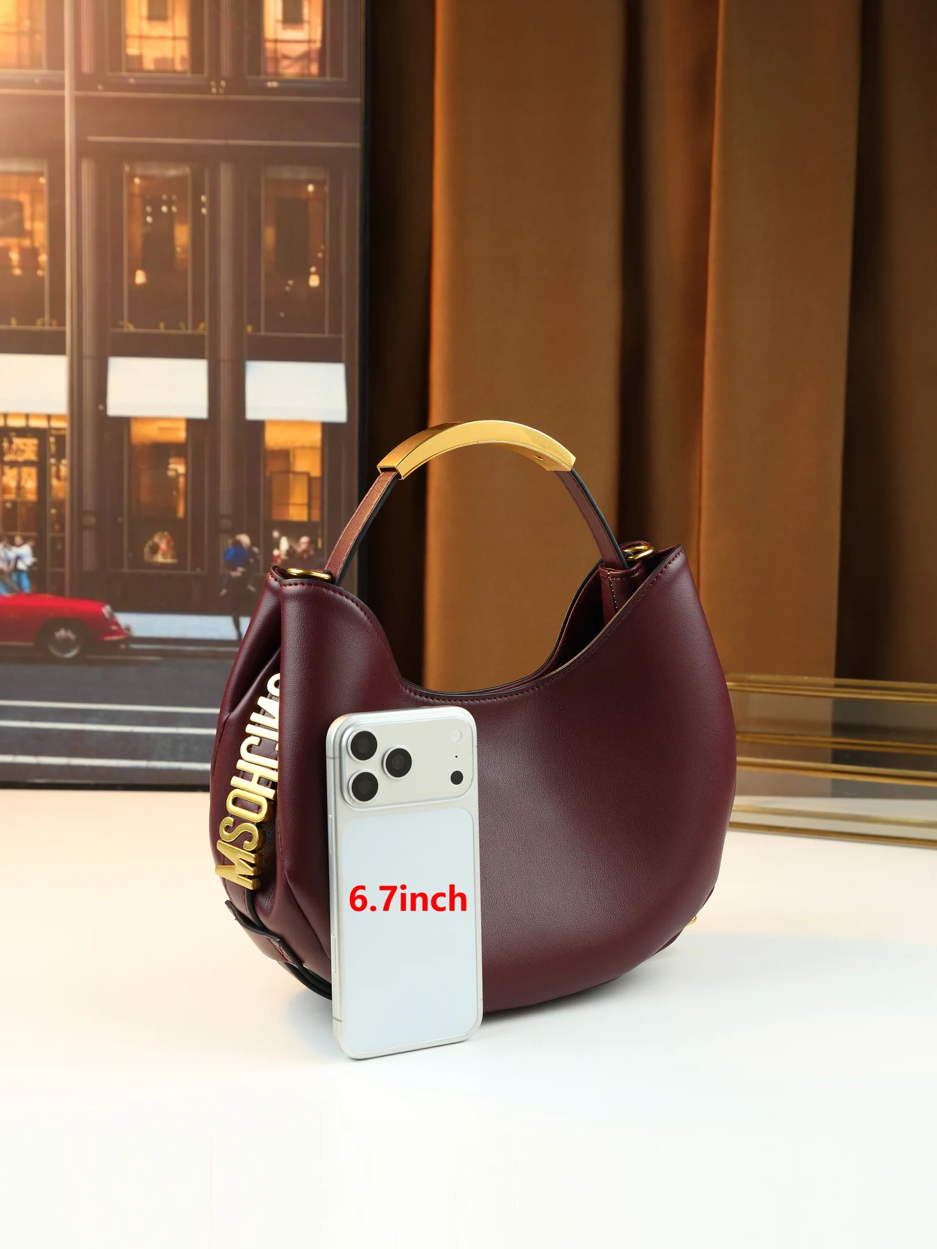 Stylish solid color metal letter design portable dumpling bag retro temperament large capacity women's bag 4