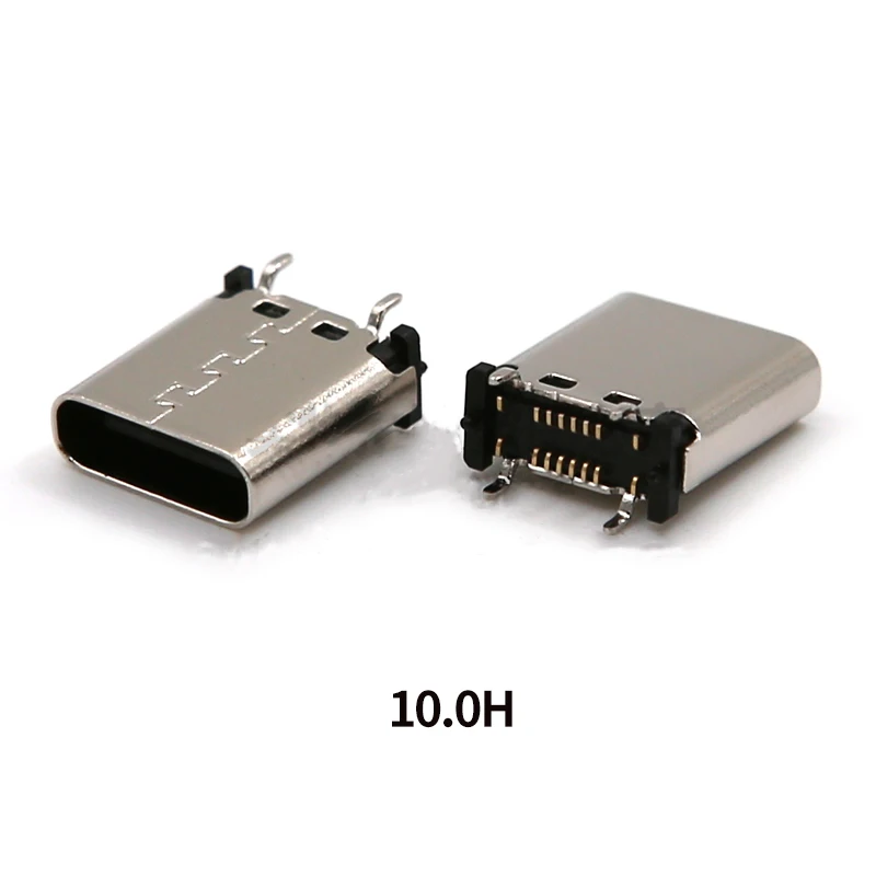 Dual Pack USB Type-C Female Sockets - Vertical Mount, Variety of Board Heights, 16-Pin Configuration