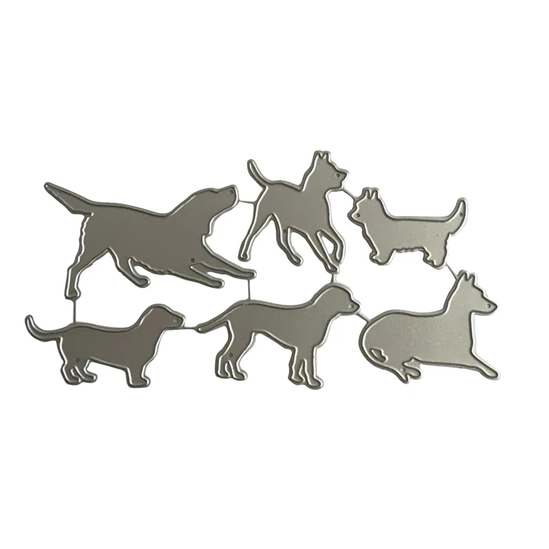 Sześć psów w różnych pozycjach matryce do cięcia metalu do scrapbookingu i ozdoby do robienia kartek wytłaczanie rękodzieło cięcia