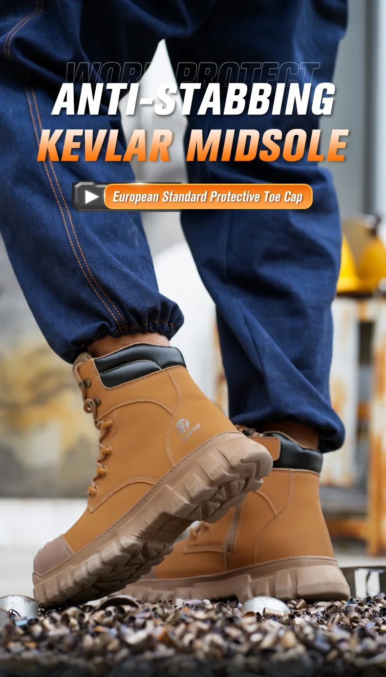 Men’s 2026 steel toe safety boots with anti‑smash and anti‑puncture protection 45841