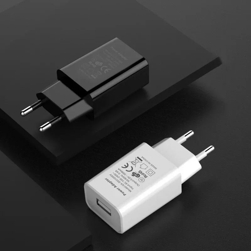 Compact 5V 1A USB Wall Charger with EU Plug - Universal Travel Adapter