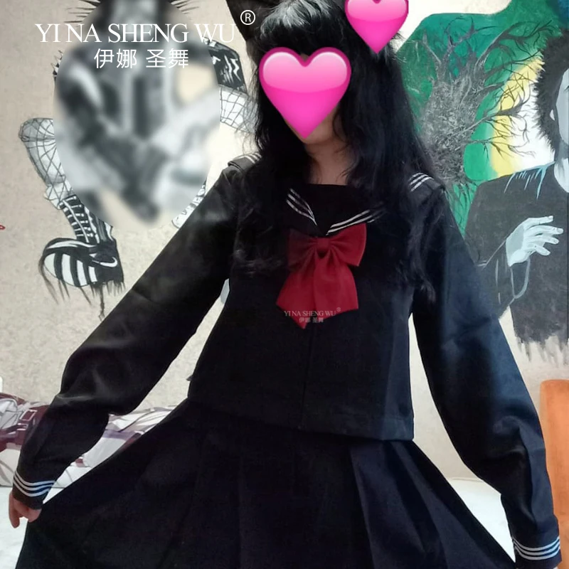 Japanese Korean School Uniform Girls Plus Size Jk Suit Red Tie Black Three Basic Sailor Uniform Women Long Sleeve Student Suit