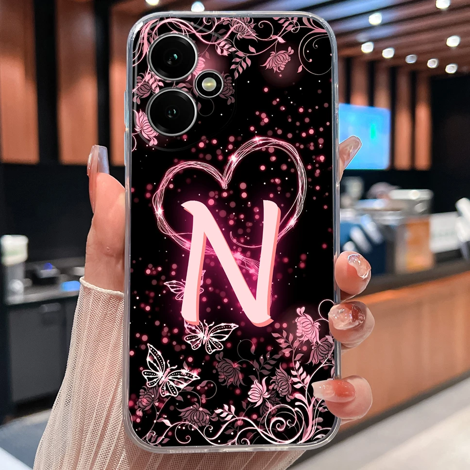 Luxury Letters Pattern Soft TPU Clear Silicone Anti-Drop Phone Case
