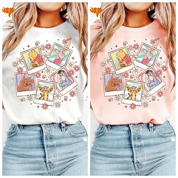 Disney Casual Version Winnie the Pooh Tigger Women Cotton Girls T-shirt Unisex Vacation Trend Loose Version Piglet Pijay Eeyore 1