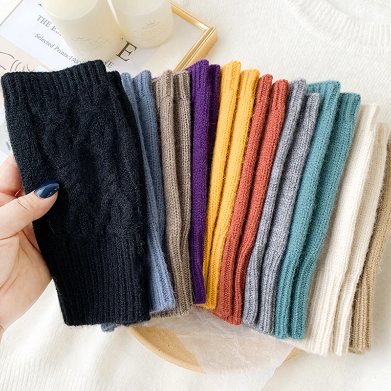 Half Finger Gloves for Women Winter Soft Warm Wool Knitting Arm Gloves fleece fingerless gloves,wool gloves,fingerless gloves,half finger gloves,winter gloves