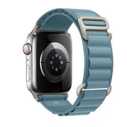 Versatile Nylon Alpine Watch Bracelet for 42 44 45 49 S10 - 46mm (Light Blue - Titanium)
