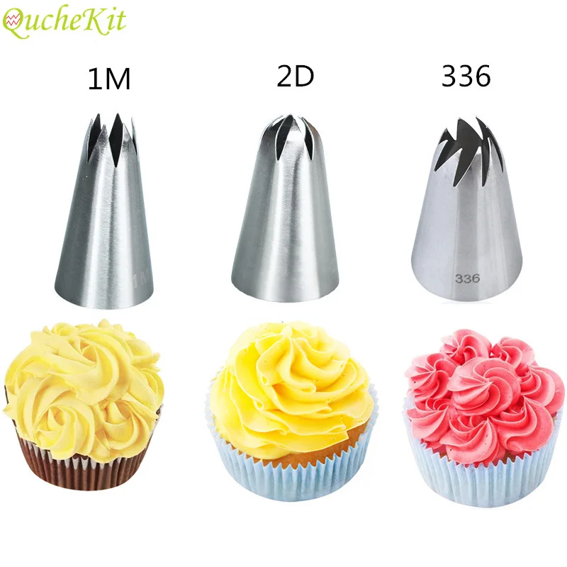 

1-3pcs Rose Pastry Nozzles Flower Icing Piping Nozzle Cream Cupcake Tips Cake Decorating Tools Baking Accessories #1M 2D 336