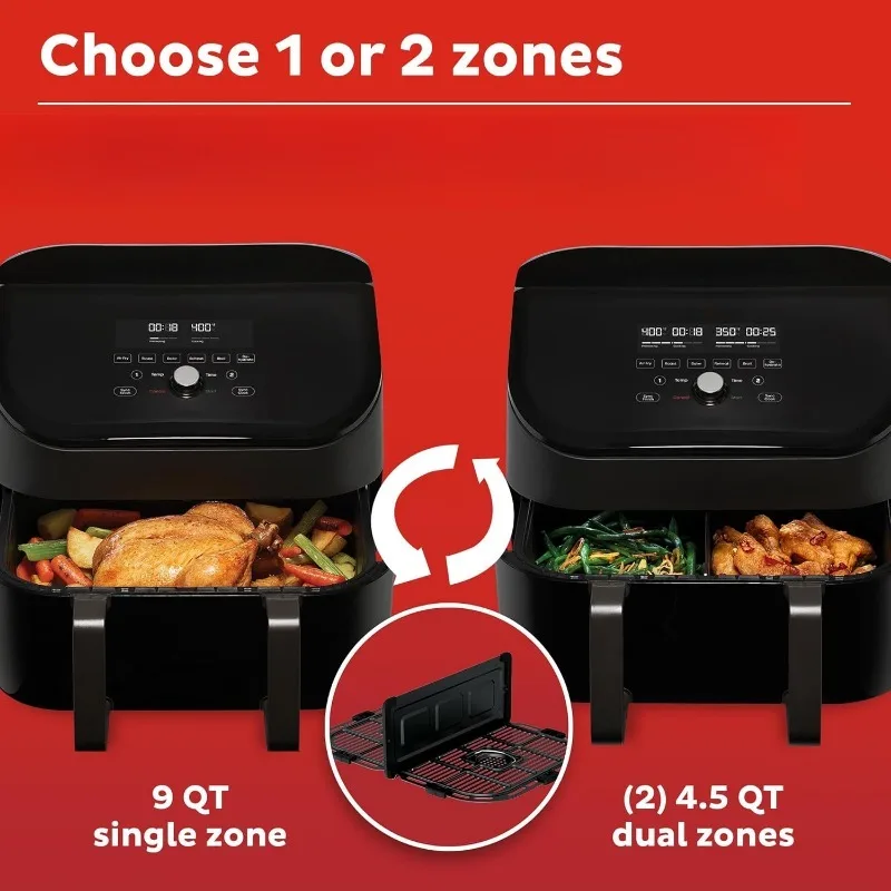 Air Fryer 8 in 1 Functions Fry French Fries Grill Bake Roast Dehydrate Reheat At Same or Different Temperature Easy To Set Up 4