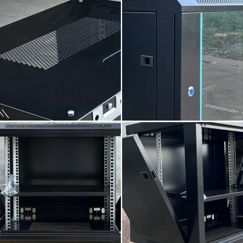 Black 19-Inch Data Center Enclosure 26U 600*600*1200 Wall-Mounted Server Rack Cabinet Glass 18U/32U Network Metal Rack Stock 4
