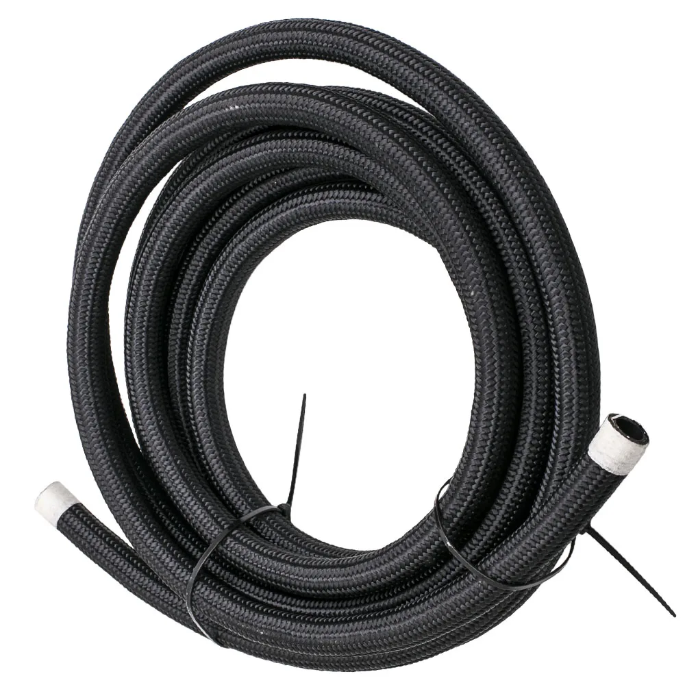 1M/3M AN4 AN6 AN8 AN10 AN12 Fuel Hose Oil Gas Cooler Hose Line Pipe Tube Nylon Stainless Steel Braided Inside CPE Rubber aluminum hose fitting