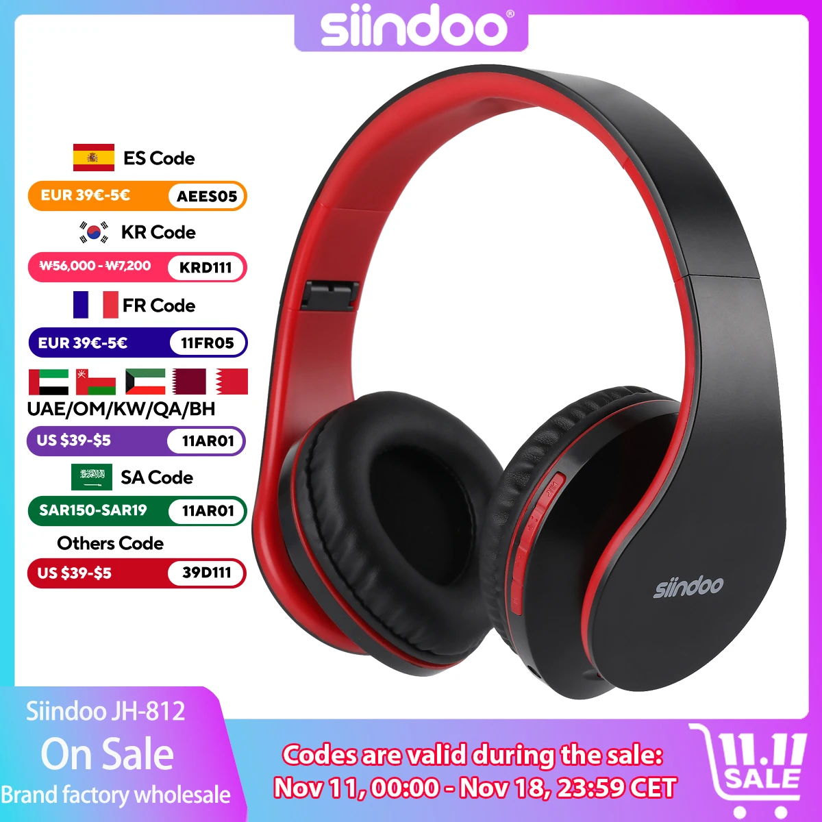 Siindoo JH-812 Rode Bluetooth Hoofdtelefoon Opvouwbare Stereo Muziek  Koptelefoon Fm En Ondersteuning Sd Kaart Met Microfoon Voor Mobiele Samsung  Pc Tv - AliExpress, image size:1200x1200