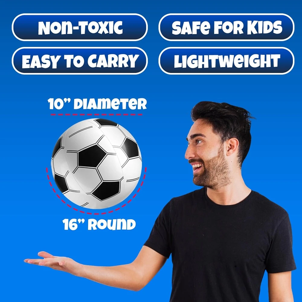 16" Inflatable Sports Beach Balls-Basketball Baseball Football Soccer for Themed Parties, Pool Toys Birthday Party Favors