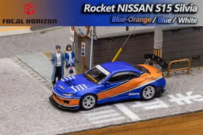 

**Preorder**Focal Horizon FH 1:64 Silvia S15 Pandem Rocket Bunny FNF /WHITE /Blue Diecast Model Car