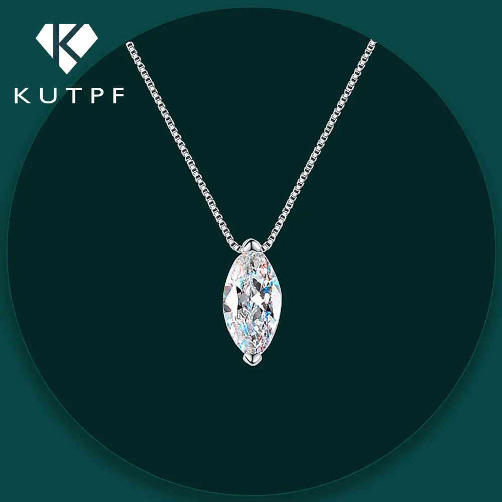 1CTMarquiseMoissanitePendantNeckalce925SterlingSliverPlated