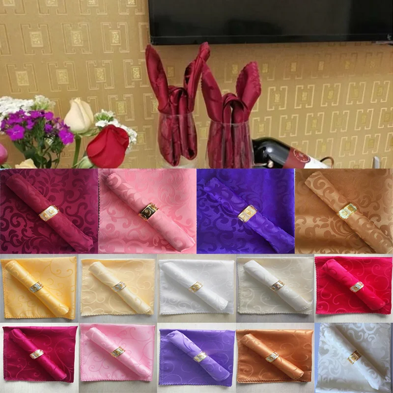 Polyester Table Napkins Jacquard Damask Cloth Napkins Wedding Decoration Table Mats Event Hotel Party Supplies 10pcs 48 x 48cm