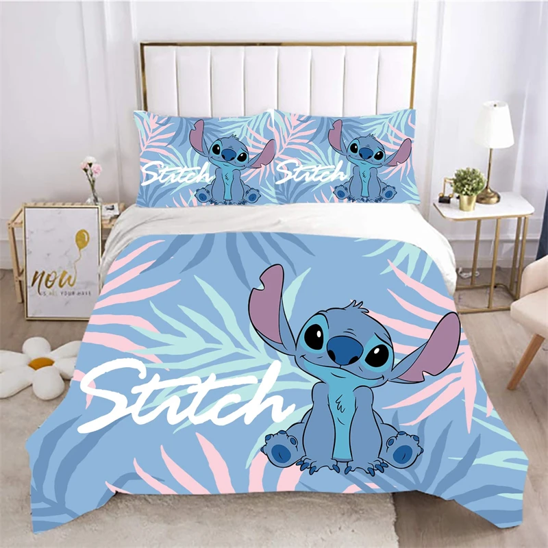 Bett bezug Stich niedlichen Cartoon Kinder Bett bezug leichte 3D-Druck Anime Bettwäsche-Set, 2/3 Stück Bettwäsche-Set für Kinder Erwachsene