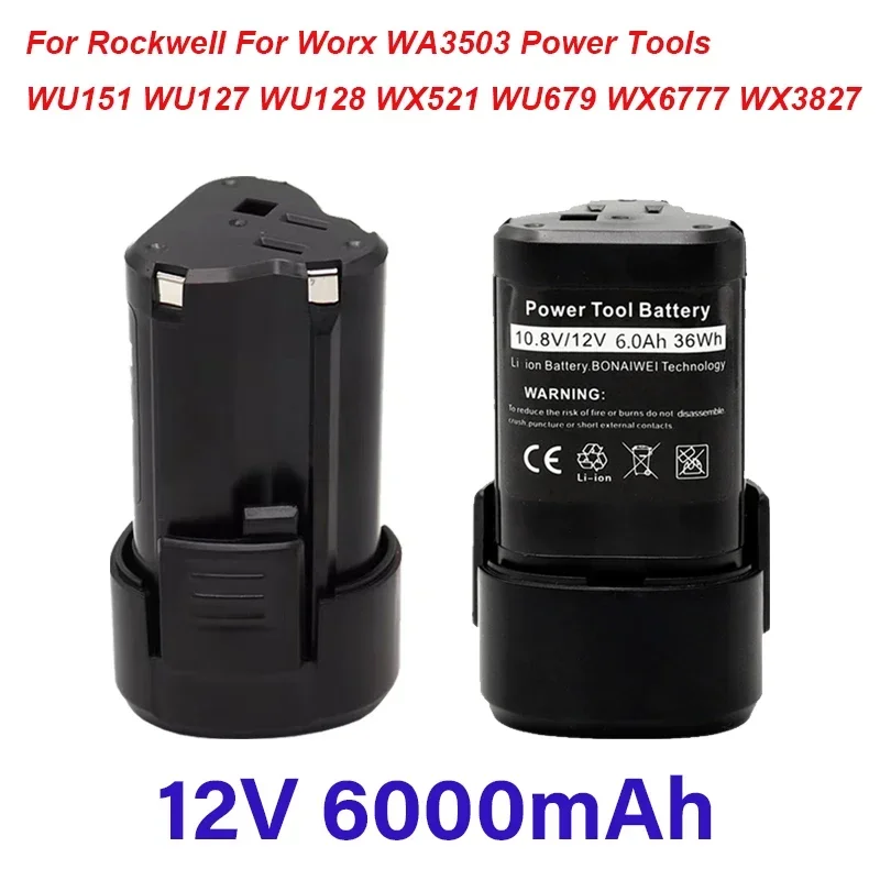

Battool 12V Replace Li-ion Battery For Rockwell Worx WA3503 WU151 WU127 WU128 WU280 WX521 WU679 WX6777 WX3827 Tools