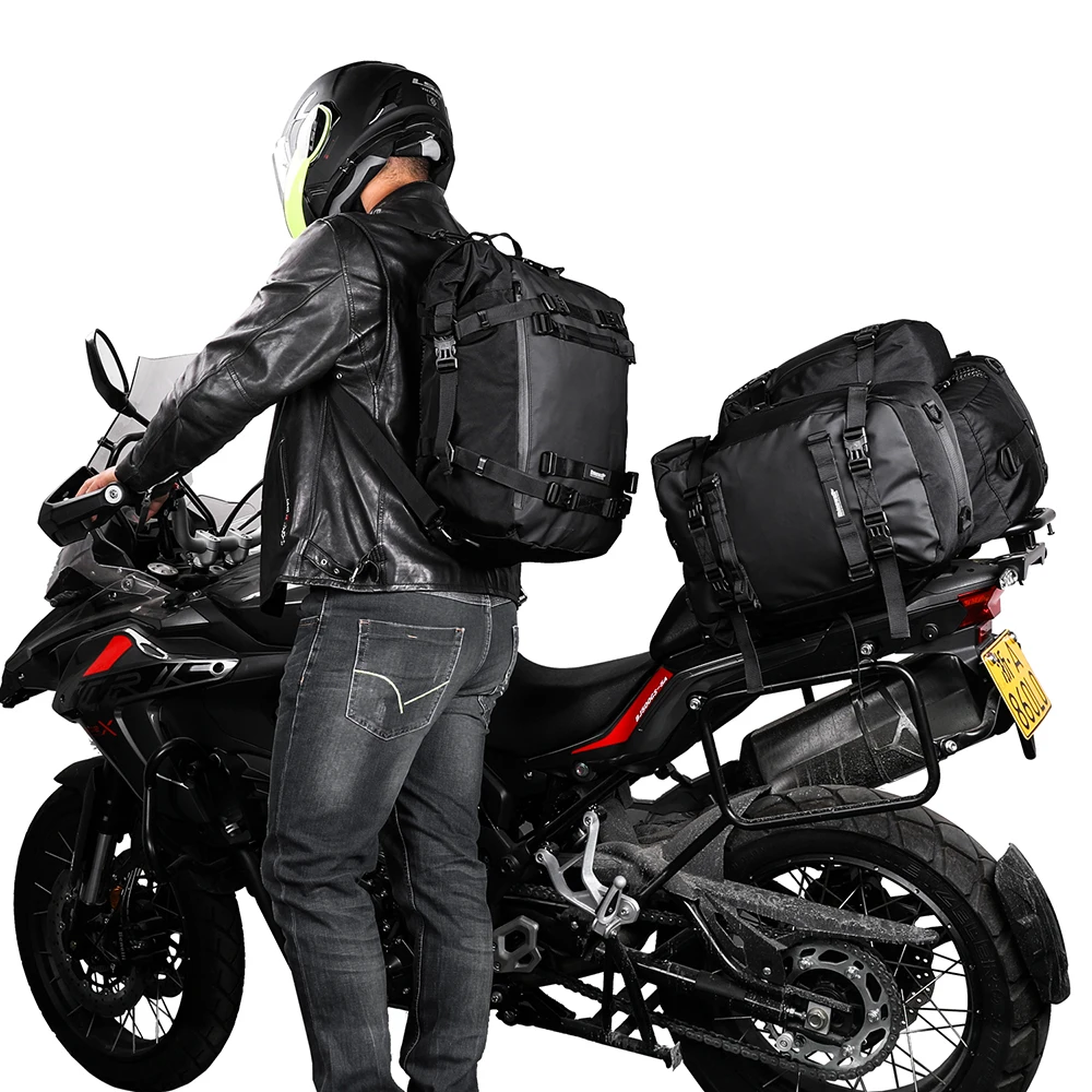 Rhinowalk Motorcycle Back Seat Bag 10L/20L/ 30L Waterproof Motor Side Tail  Pannier Bag Luggage Backpack with Rainproof Inner Bag