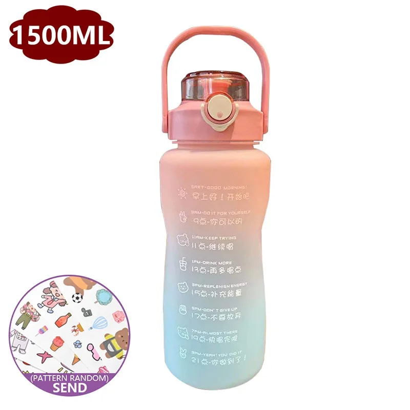 Mmucco 2 Liter Water Bottle With Straw Female Girls Large Portable