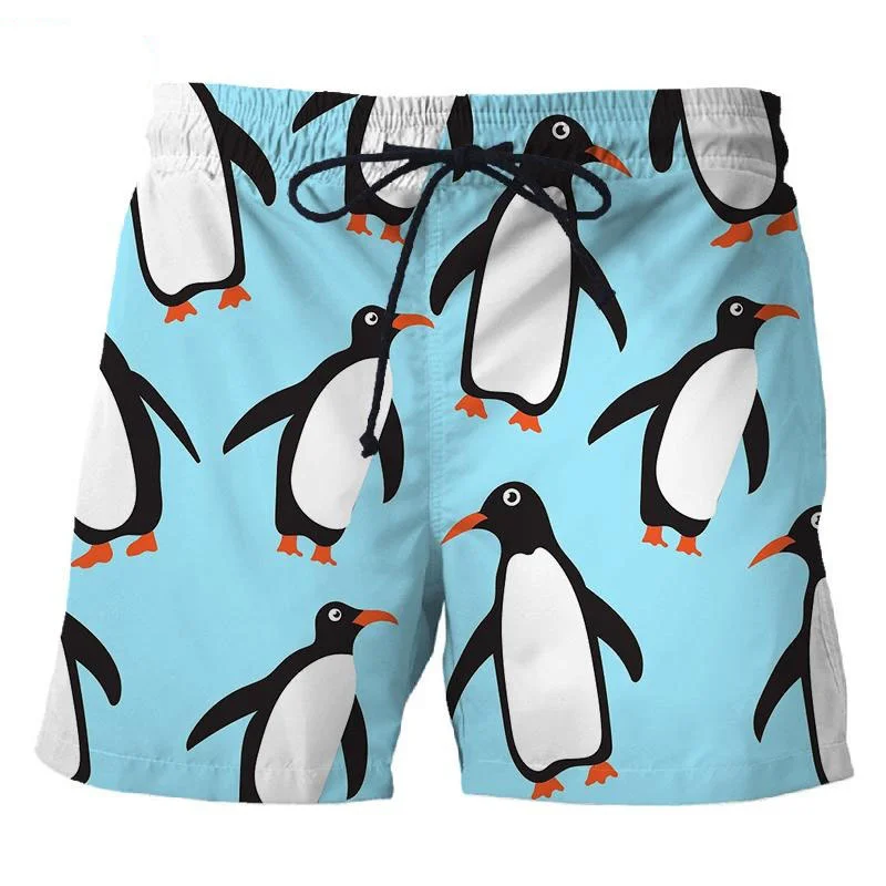 hawaii tropics sea island plant 3d printed boy beach shorts fashion vacation surfing short pants swimming shorts men y2k trunks 3D Printed Penguin Men's Short Pants Fashion Hawaii Beach Shorts Cool Casual Summer Quick Dry Animal Pattern Sports Swim Trunks