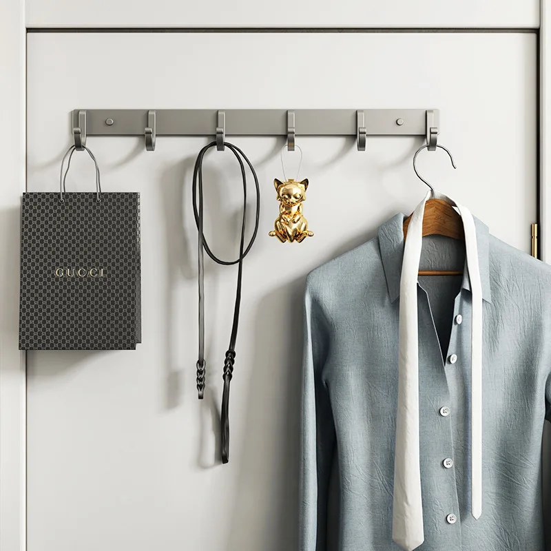Space aluminum single row hook, no drilling, simple coat hook, door rear wall horizontal hook