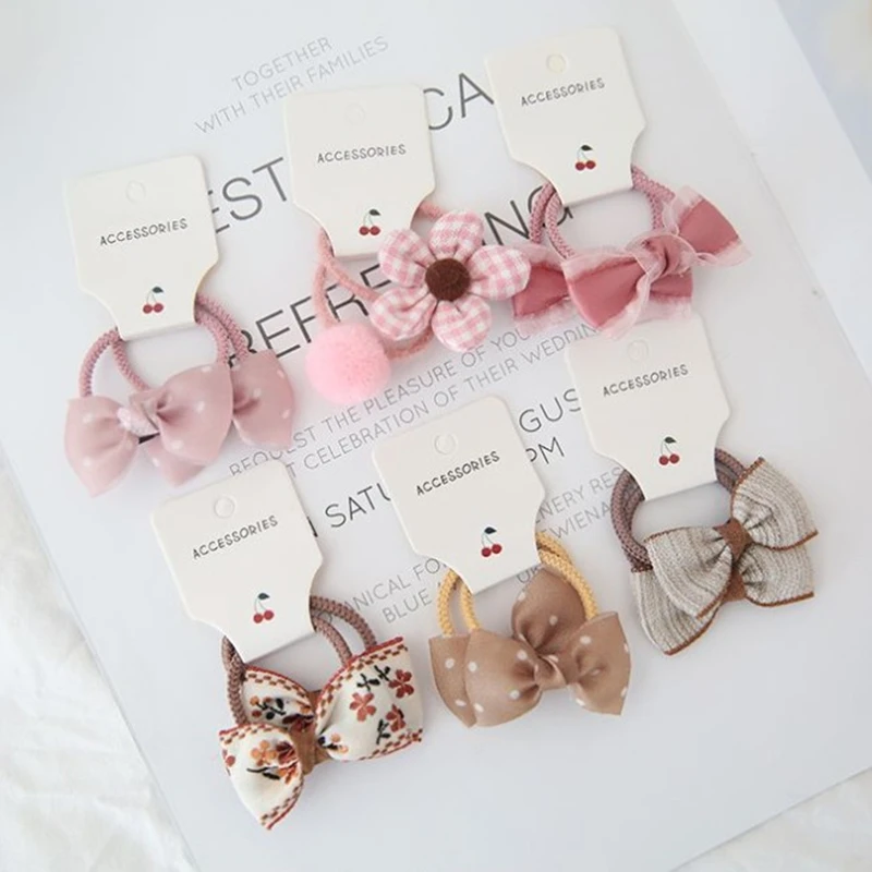 2Pcs Cute Princess Headwear Elastic Headband Children Ropes Baby Girls Bowknot Rubber Hair Band for Kids Headdress Accessories