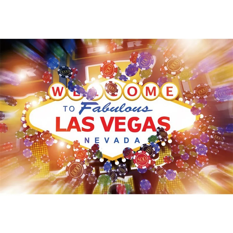 Sfondo Fotografico In Vinile "Welcome To Fabulous Las Vegas" 2,1x1,5 M - Decorazione Per Feste A Tema Casino Notte