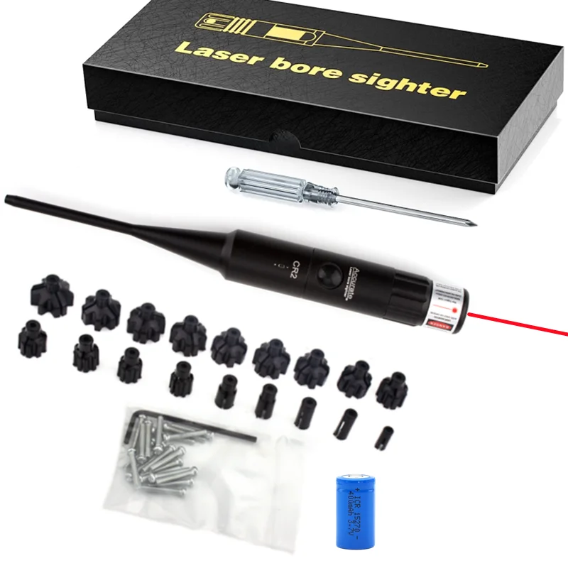 Laser Bore Sight Kit Red Green Laser fit 0.17 to 12GA Caliber Boresighter Big Press Switch Hunting Boresight Rifle