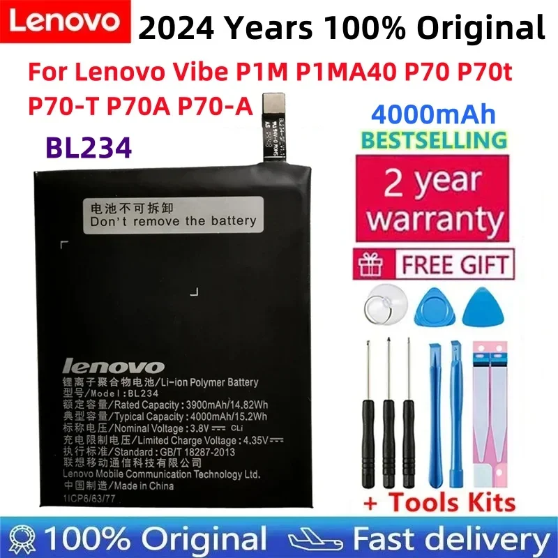 100% nowa oryginalna bateria 4000mAh BL234 z 3M naklejką na klej Lenovo Vibe P1M P1MA40 P70 P70t P70-T P70A P70-A