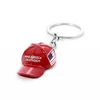 Trump Red Hat Pendant Keychain American Flag Hat Make America Great Again Metal Key Chain for Men Mesh Cap Car Key Ring Jewelry 4