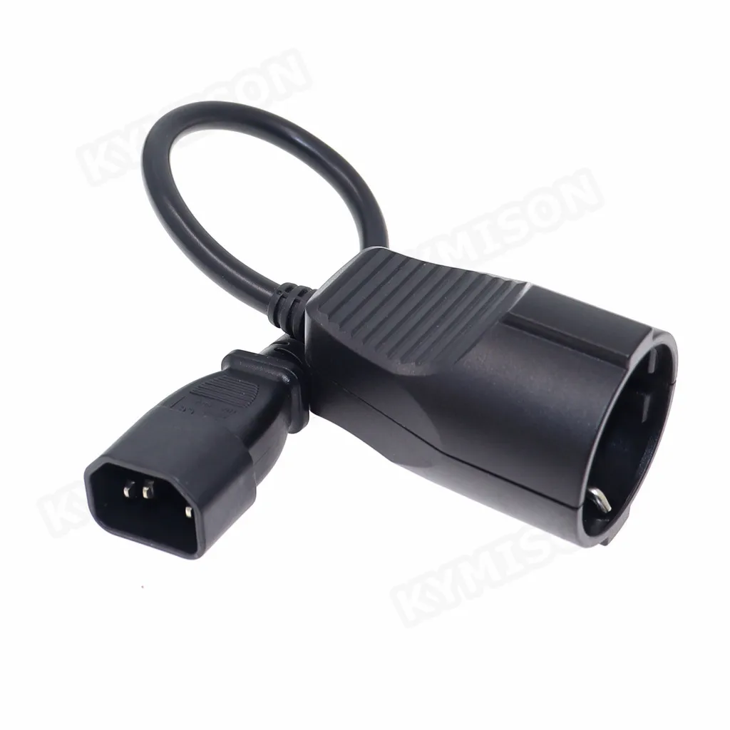 Фото EU Schuko socket to IEC C14 male Plug PDU UPS Cable 0,3 m C14 кабель питания C14 к Европейскому сетевому кабелю переменного тока №2