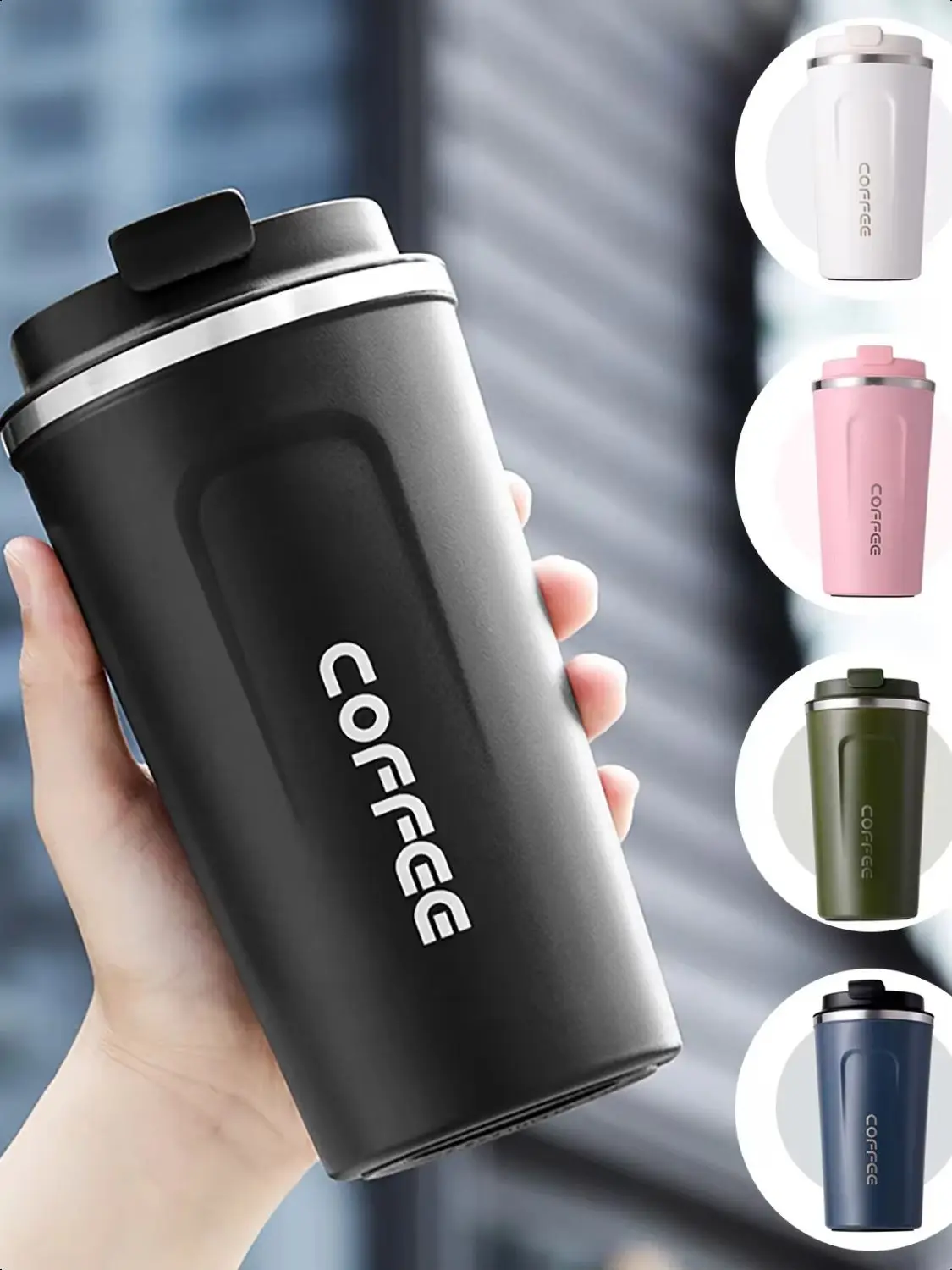 كوب قهوة حراري ستانلس ستيل مع غطاء - 510 مل - Stai...