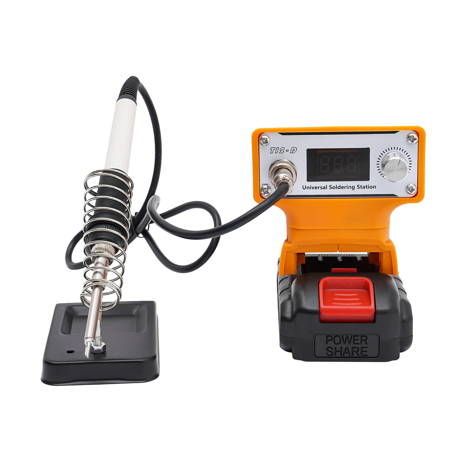 

T12-D Digital Display Soldering Iron Station Kit w/Tip Holder& Long Handle Wire Easy to Use Yellow/Black