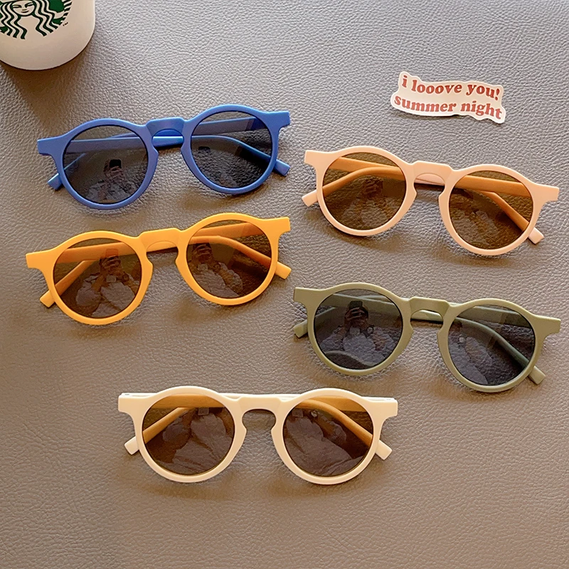 Children Round Solid Frosted Sunglasses Kids Outdoor Sun Protection Acrylic UV400 Glasses Boys Girls Polarized Glasses kids sunglasses,children sunglasses