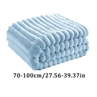 Striped Flannel Blankets For Beds Solid Pink Blue Color Soft Warm Mink Throw Sofa Cover Bedspread Beach Airplane Travel Blankets 6