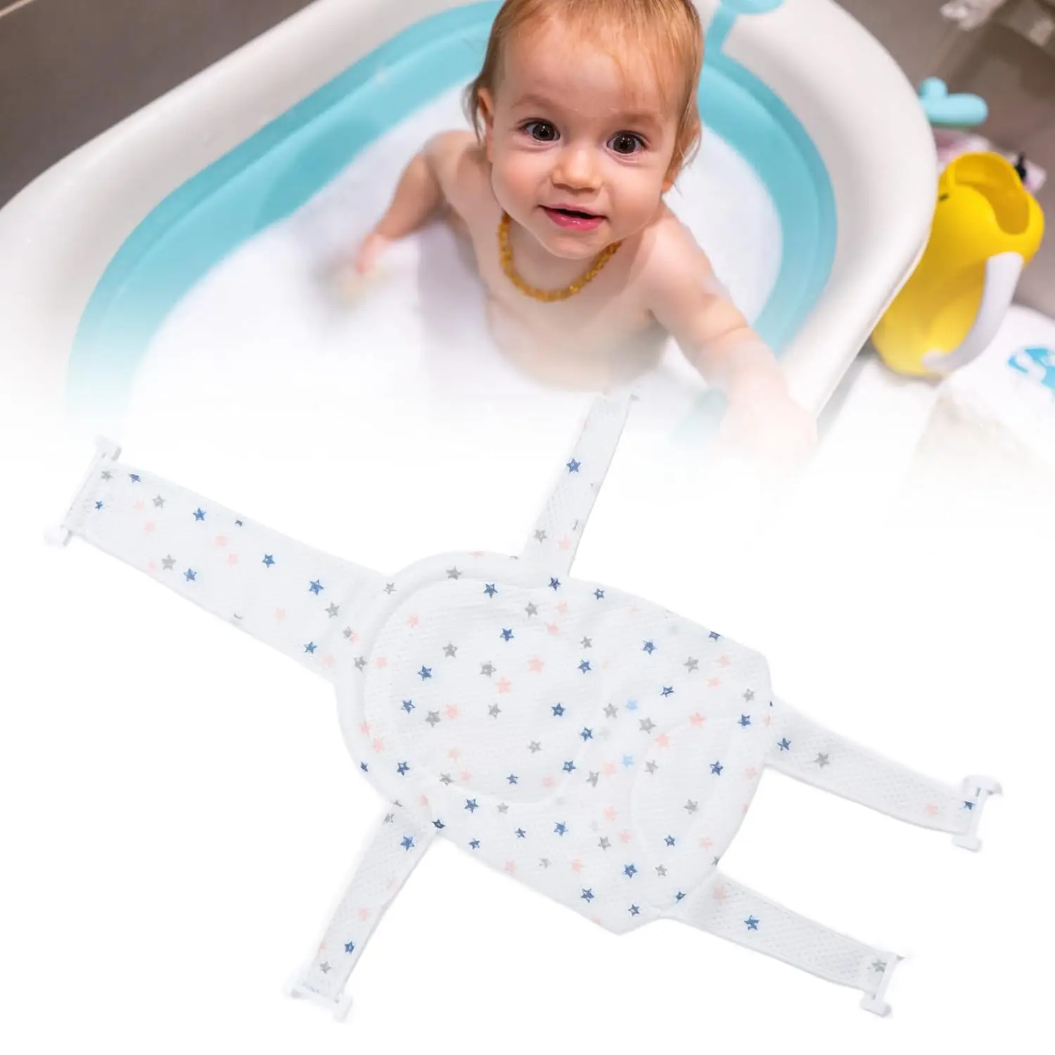 Baby Bath Seat Infant Bathing Support Mat Adjustable Bath Net Cushion Baby Shower Net Pad Comfortable Bathtub Sling Mesh