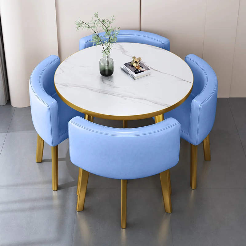 

Round Center Dining Table Set 4 Chairs Luxury Bedroom Modern Floor Table Apartment Muebles Para El Hogar Furnitures GPF11XP